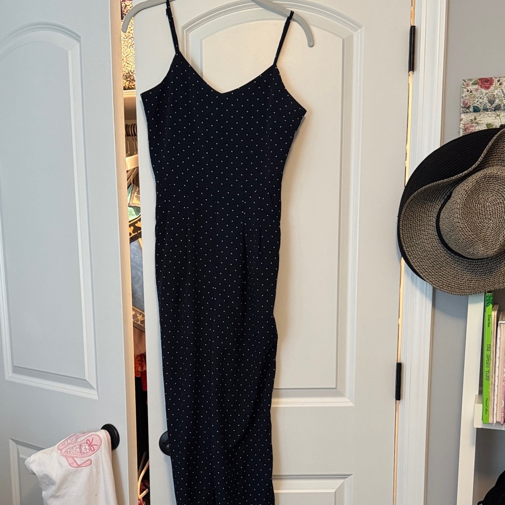 J.O.A. Dark blue Jumpsuit with White Dots